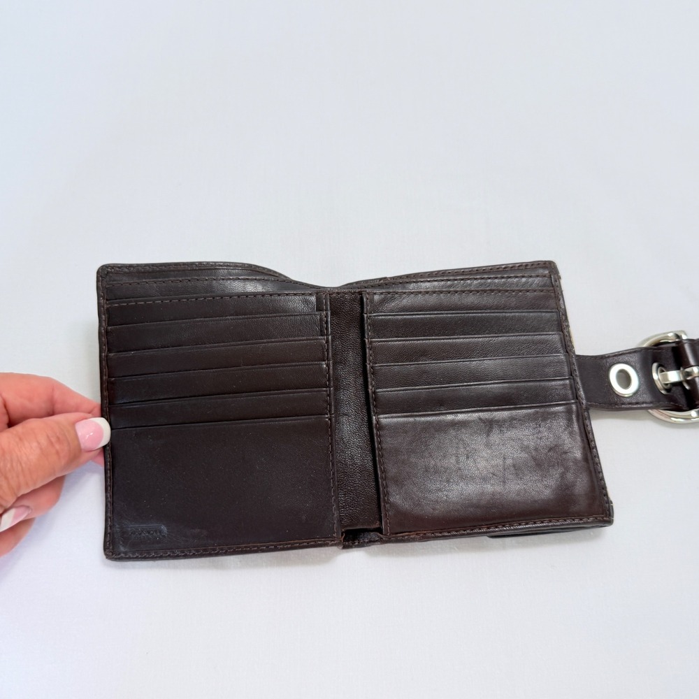 Coach SOHO Bifold Wallet Womens Brown Signature Jacquard Buckle Snap - Picture 13 of 16